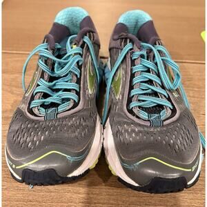 Brooks Ghost 9 Shoes Women's Size 6.5 Gray Blue Lime Running Athletic Sneakers